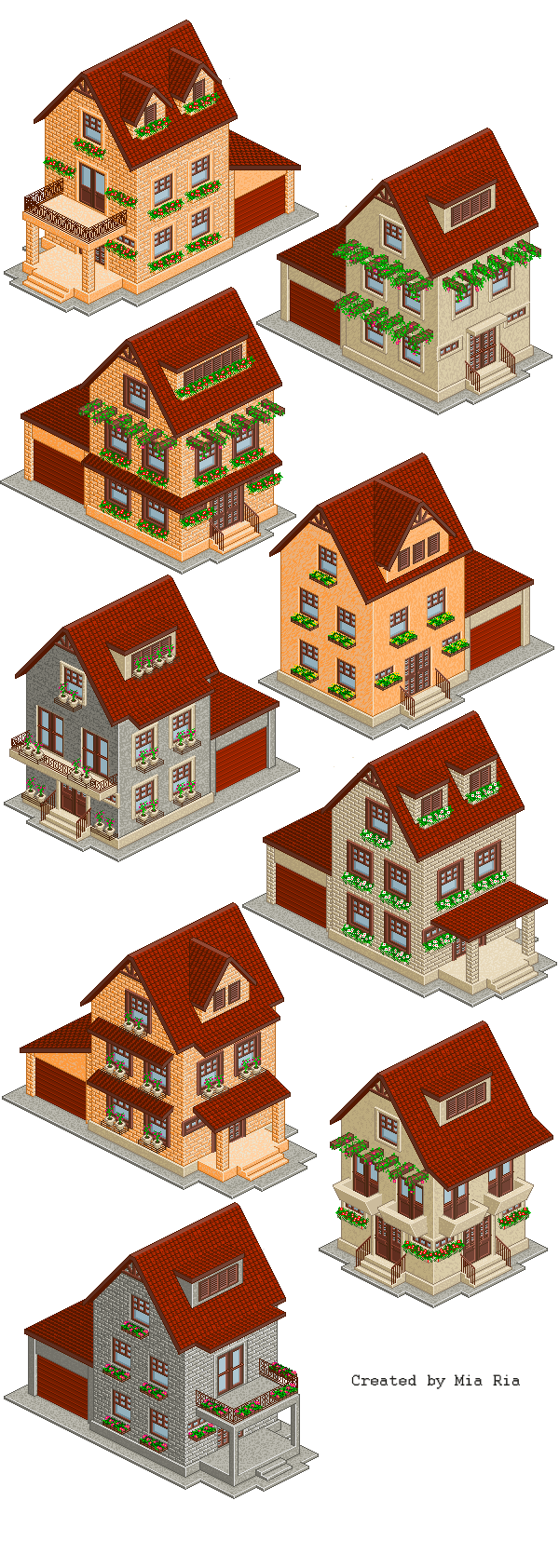 free pixel art - isometric houses