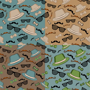 Free vector - Set of four seamless backgrounds with retro dandy elements