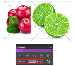 Set Resolution of bitmap Images with Rasterino in Illustrator