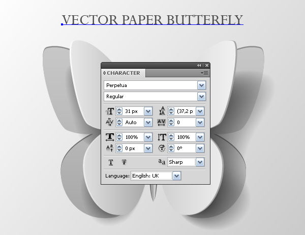 vector paper butterfly and text effect